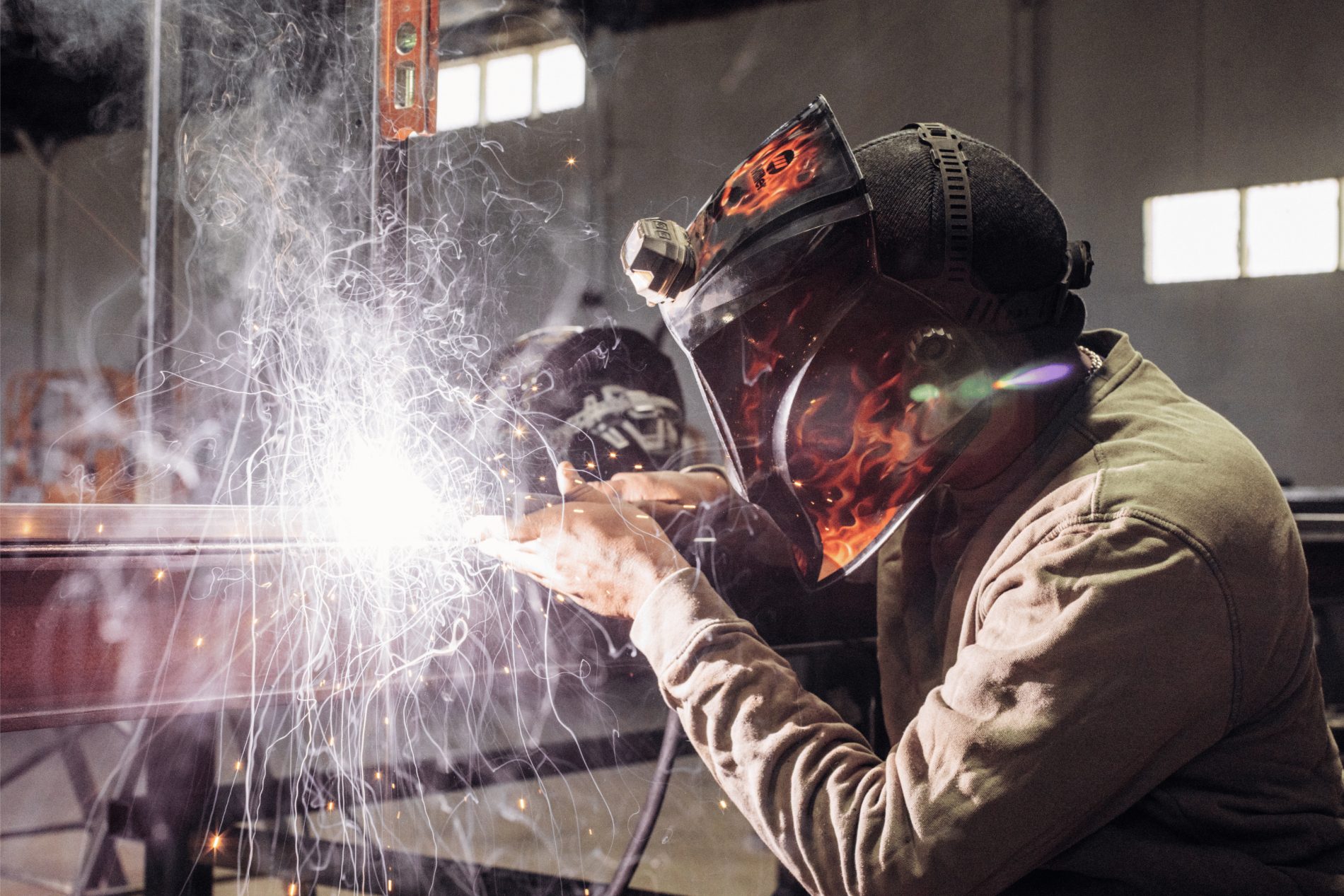Welding structural steel in the JZT fabrication shop